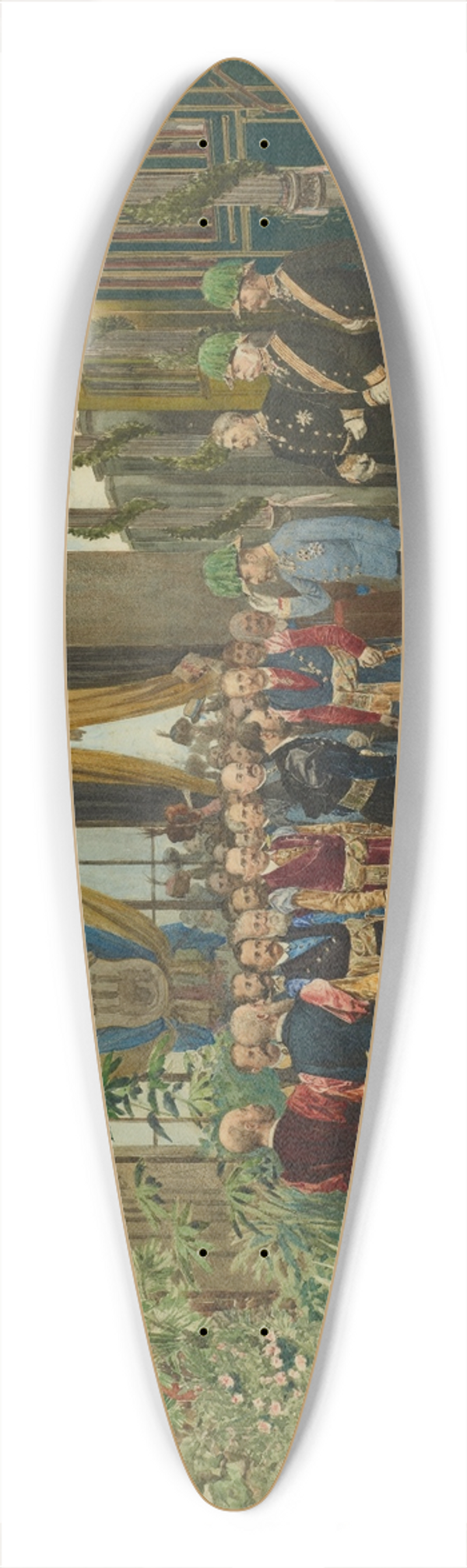Antoni Kozakiewicz - The Emperor Welcomed at the Train Station in Lviv from the Series Inspection Trip of Emperor Franz Joseph I Around Galicia in September 1880 39.3 inch art pintail longboard deck