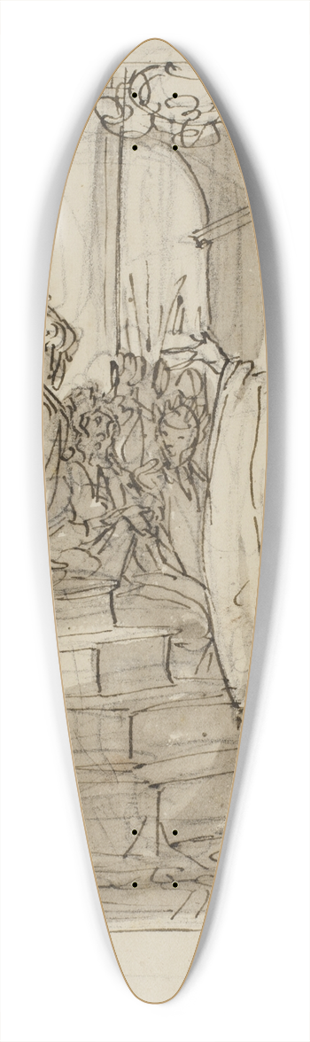 Antonio Aliense - En ambassadr for Barbarigo-familien modtages i audiens af en konge Studie til en fresco i Villa Barbarigo, Noventa Vicentina 39.3 inch art pintail longboard deck