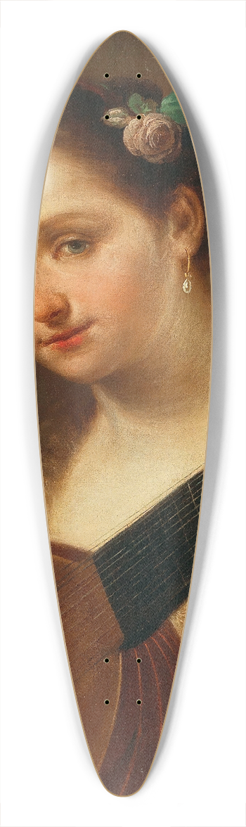 Antonio Beccadelli - A Young Woman With Lute 39.3 inch art pintail longboard deck