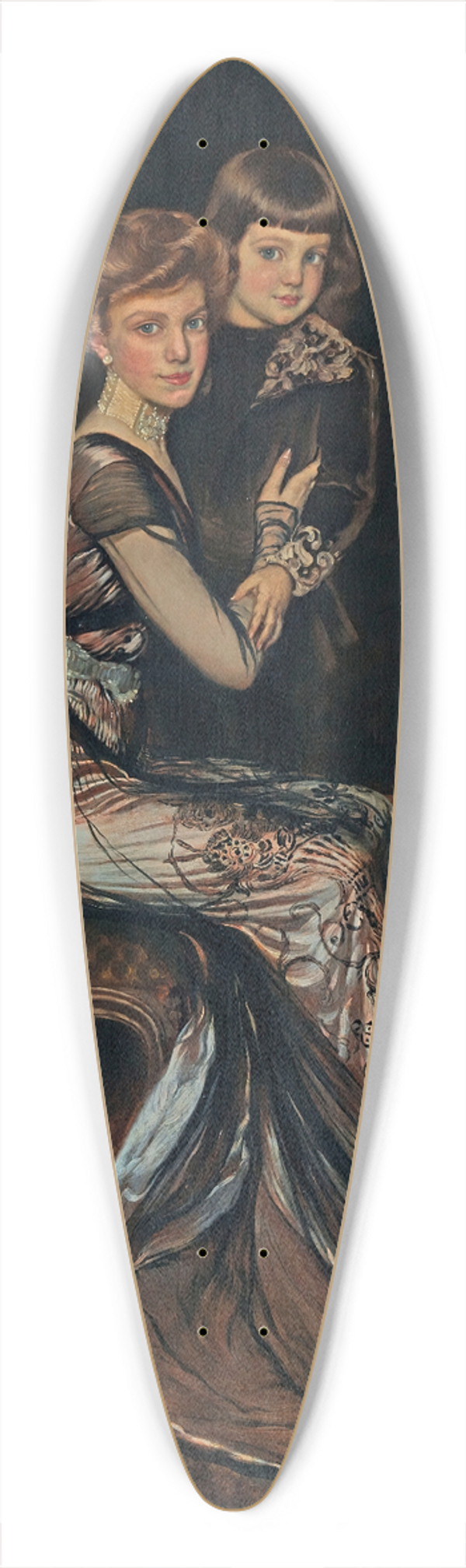 Antonio de La Gandara - Portrait of Leonor Uriburu de Anchorena (1884-1975) with her son Emilio 39.3 inch art pintail longboard deck