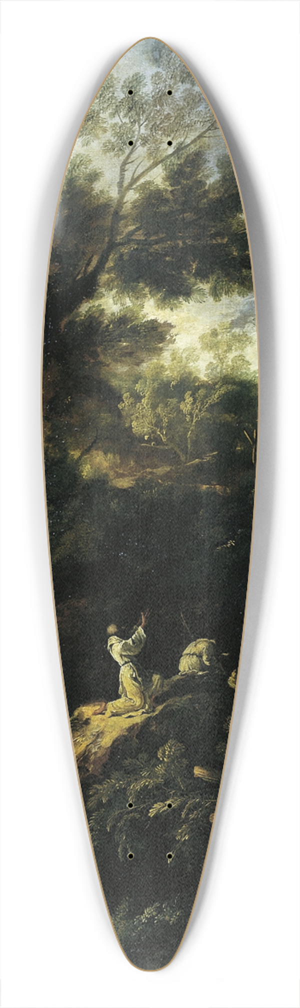 Antonio Francesco Peruzzini - Landscape with Two Praying Monks 39.3 inch art pintail longboard deck