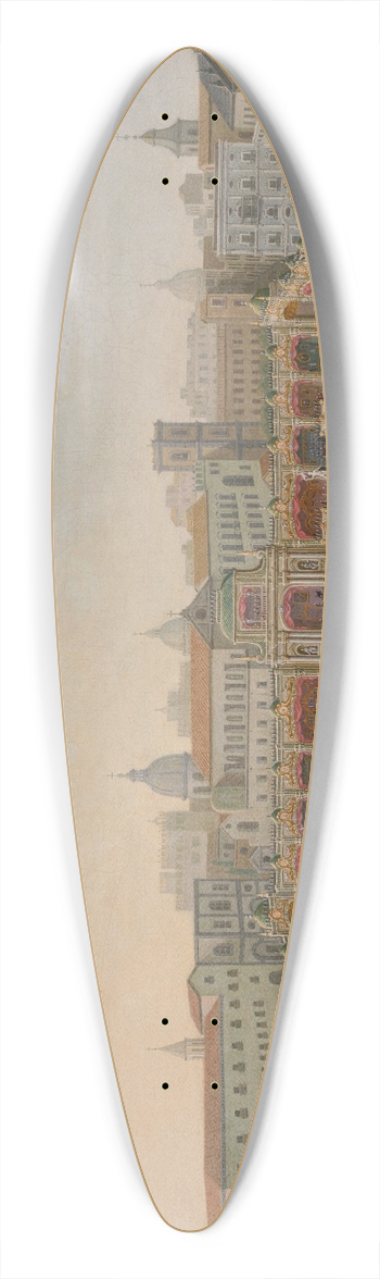 Antonio Joli - Naples, Piazza Trieste e Trento with a fair viewed from a balcony of the Palazzo Reale 39.3 inch art pintail longboard deck