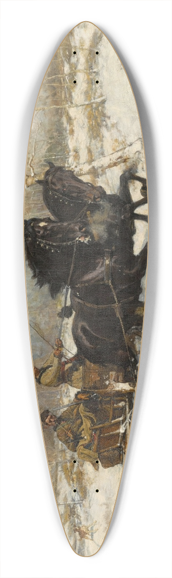 Antoni Piotrowski - Winter landscape with aHorse Drawn Carriage 39.3 inch art pintail longboard deck