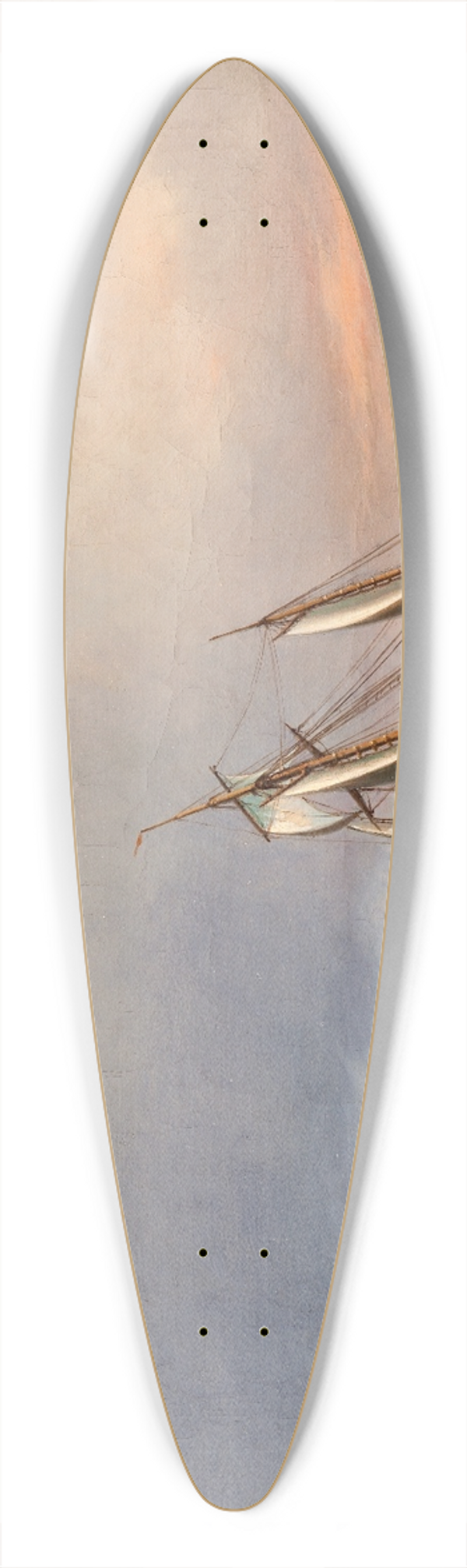 Anton Melbye - A ship in high seas at sunset 39.3 inch art pintail longboard deck