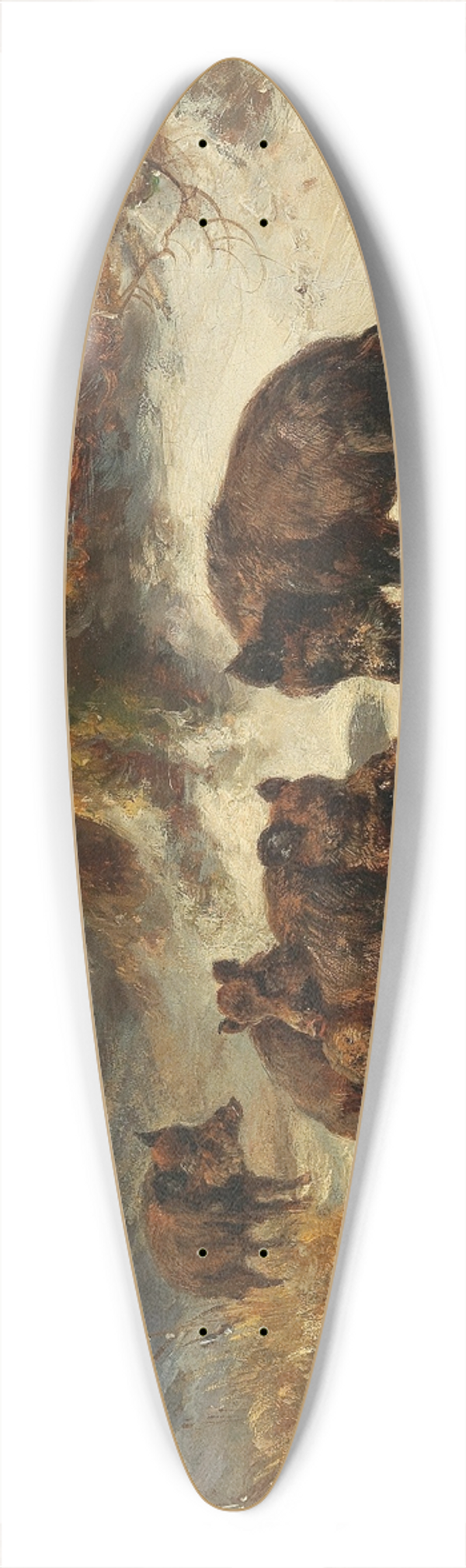 Anton Weinberger - Wild Boars in a Wintry Forest 39.3 inch art pintail longboard deck