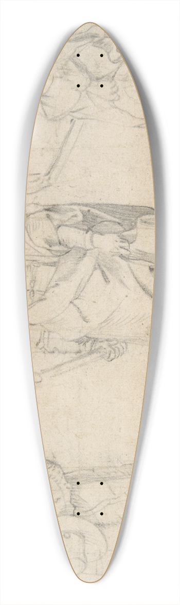 Antoon Sallaert - Study of Figures; an Old Man Holding a Hat and Facing Forwards, and a Young Man Holding a Torch and a Hat 39.3 inch art pintail longboard deck