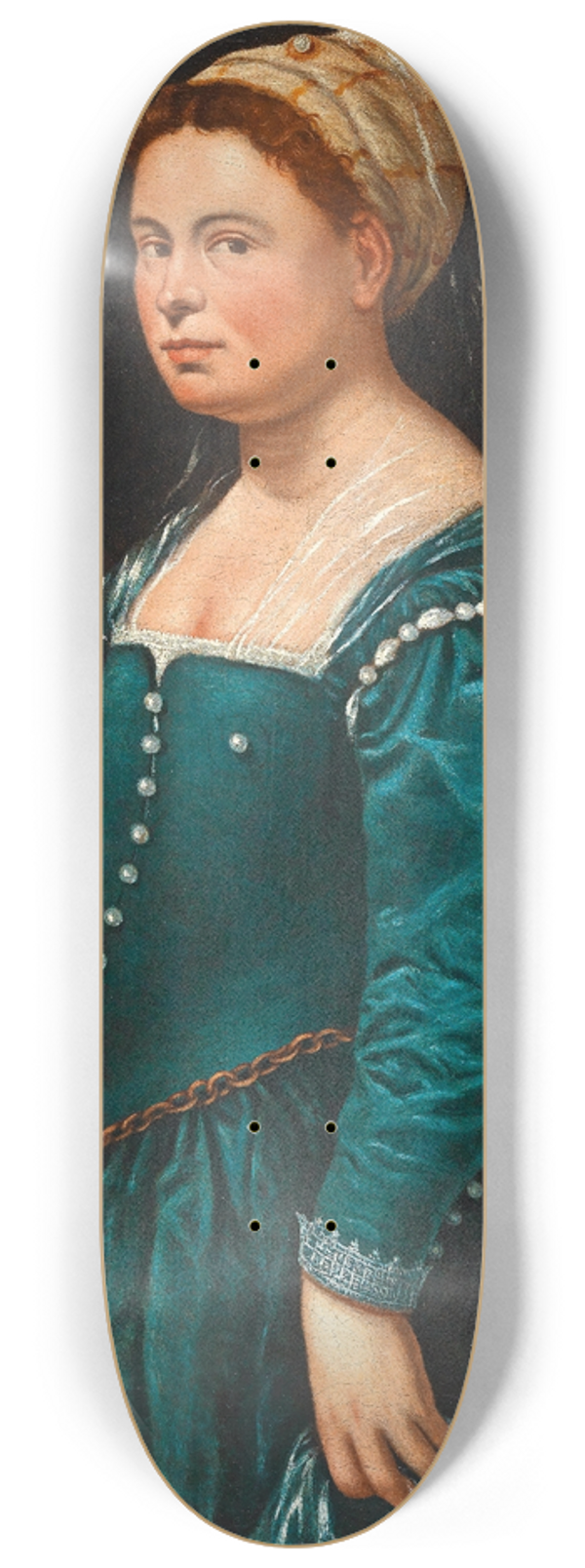 Bernardino Licinio - Portrait Of A Lady In A Green Dress 8.25 inch art skate deck