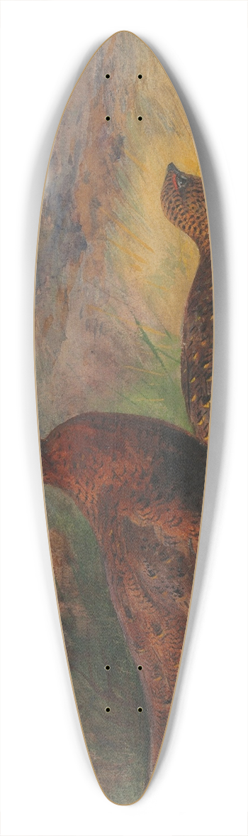 Archibald Thorburn - A pair of red grouse in a landscape 39.3 inch art pintail longboard deck