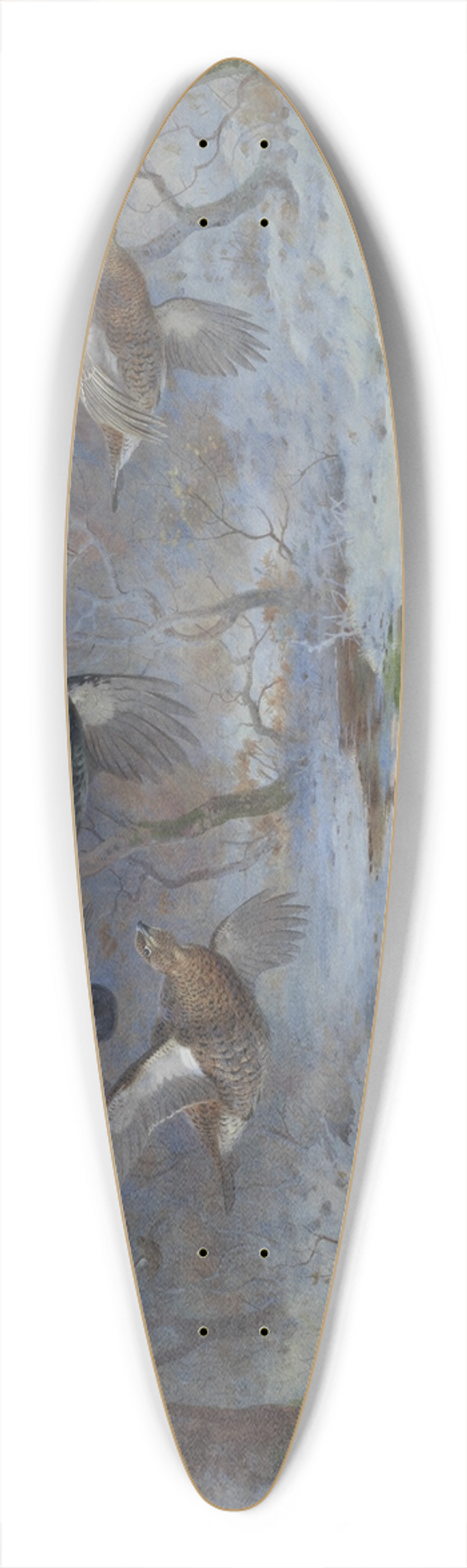 Archibald Thorburn - Blackcock And Grouse In Flight  Winter 39.3 inch art pintail longboard deck