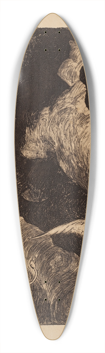 Armand Seguin - Deux cygnes volant au-dessus de la mer (Two swans Flying over sea) 39.3 inch art pintail longboard deck