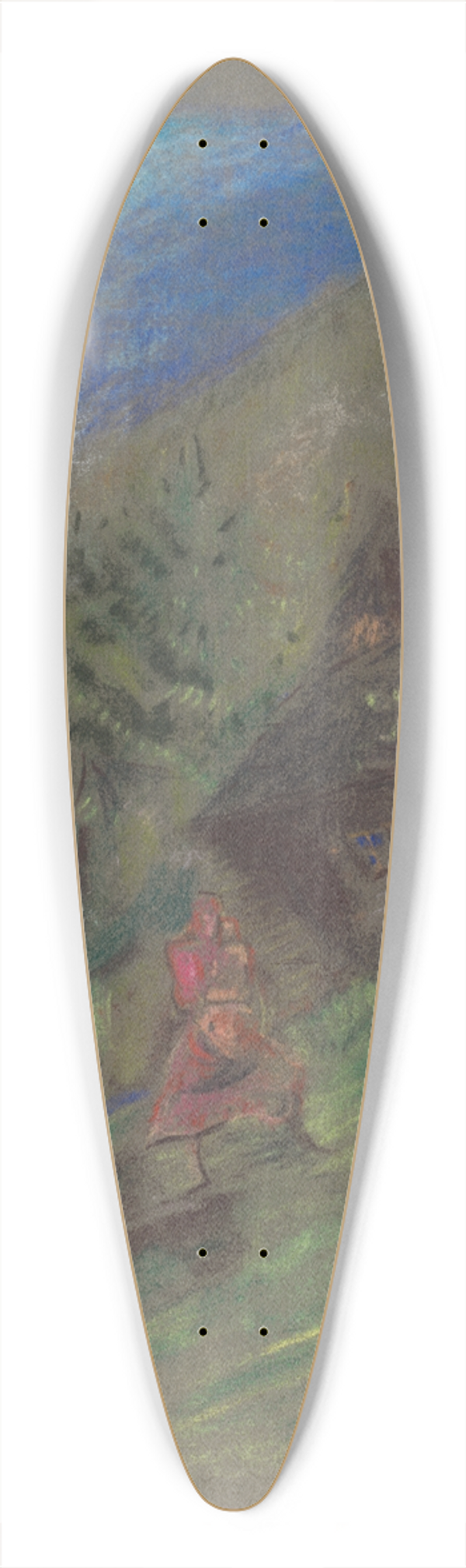 Arnold Peter Weisz-Kubnan - Woman with a Child in front of Cottages 39.3 inch art pintail longboard deck