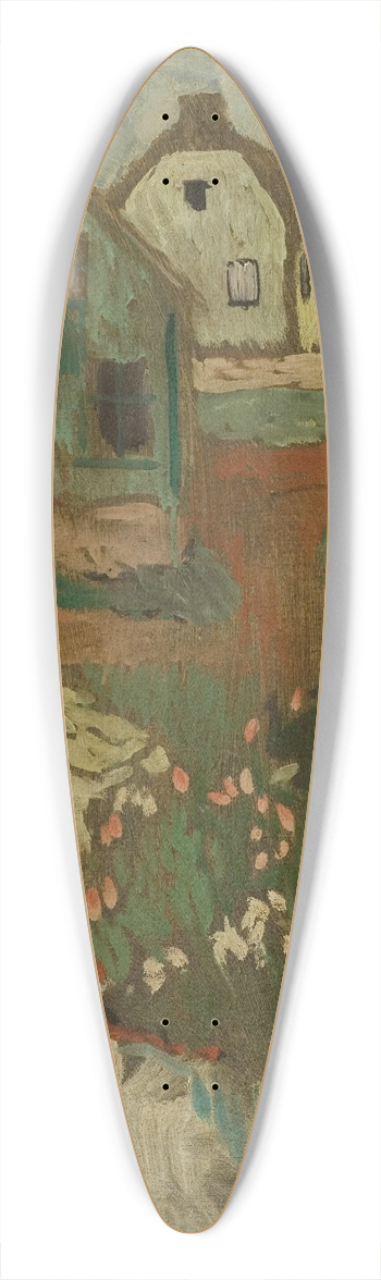 Arnulf verland - Landskap med hus 39.3 inch art pintail longboard deck