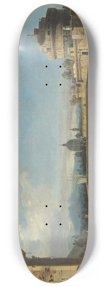 Bernardo Bellotto - Capriccio with Roman monuments, including the Castel SantAngelo and Saint Peters 8.25 inch art skate deck