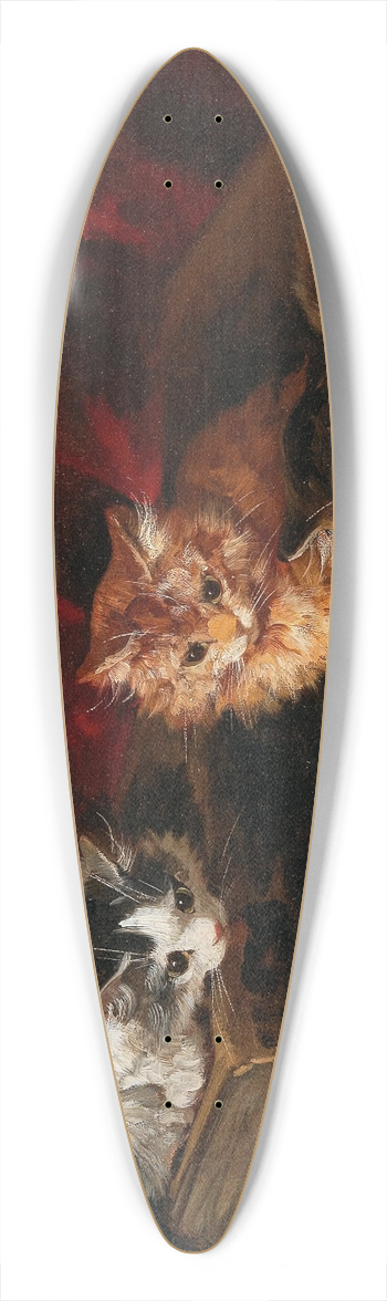 Arthur-Alfred Brunel de Neuville - Perplexed Kittens 39.3 inch art pintail longboard deck