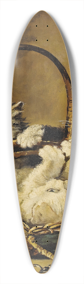 Arthur-Alfred Brunel de Neuville - Three Kittens Playing in a Sewing Basket 39.3 inch art pintail longboard deck