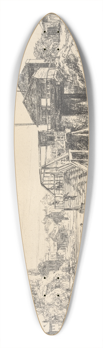 Arthur Evershed - On the Banks of the Thames 39.3 inch art pintail longboard deck
