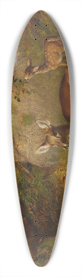 Arthur Fitzwilliam Tait - Doe and Two Fawns 39.3 inch art pintail longboard deck
