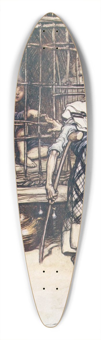 Arthur Rackham - Hansel put out a knuckle-bone, and the old Woman, whose eyes were dim, could not see, and thought it was his finger 39.3 inch art pintail longboard deck