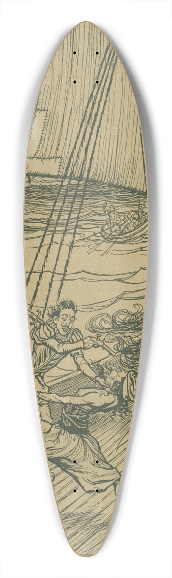 Arthur Rackham - He rescued a maid from the Dey of Algiers. 39.3 inch art pintail longboard deck