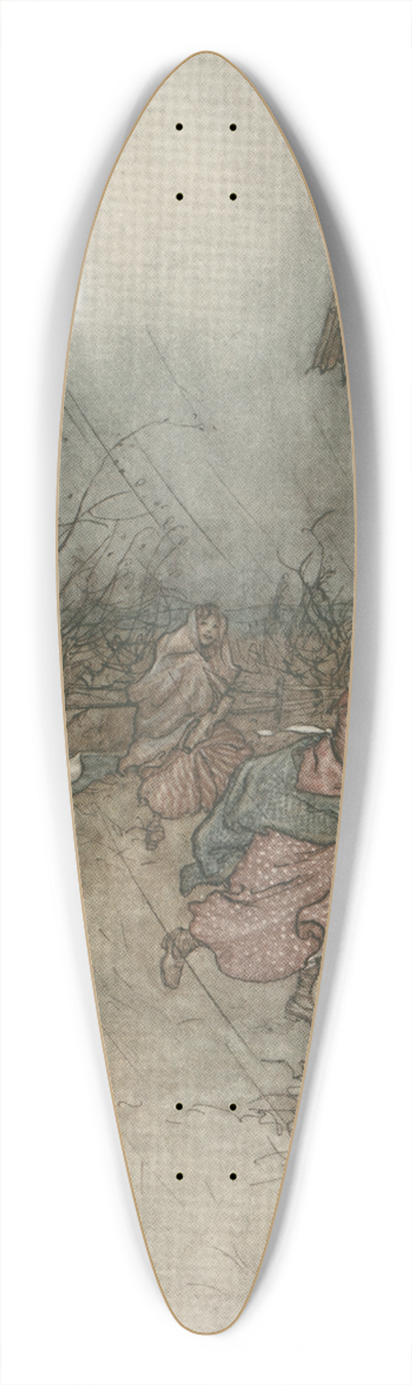 Arthur Rackham - The rain always made a point of setting in just as he had some outdoor work to do 39.3 inch art pintail longboard deck