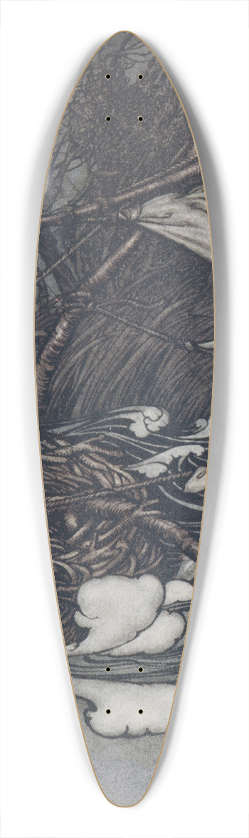Arthur Rackham - There now arose a mighty storm and he was tossed this way and that 39.3 inch art pintail longboard deck