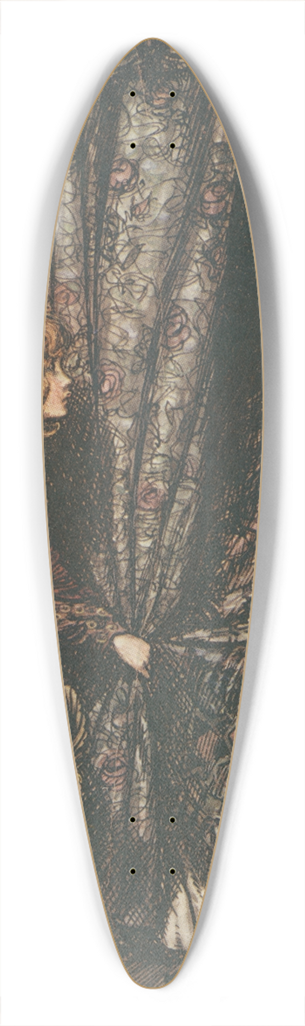 Arthur Rackham - The wolf disguised as grandmother 39.3 inch art pintail longboard deck