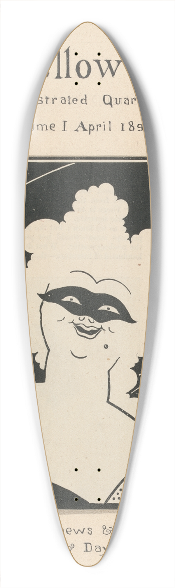 Aubrey Vincent Beardsley - Cover of The Yellow Book: an Illustrated Quarterly, Volume I, April 1894 39.3 inch art pintail longboard deck