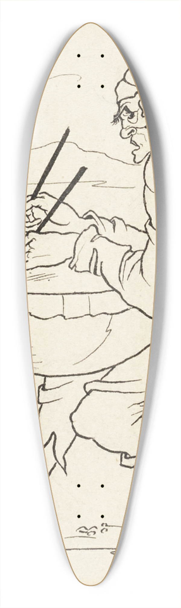 Aubrey Vincent Beardsley - Man with Drum 39.3 inch art pintail longboard deck