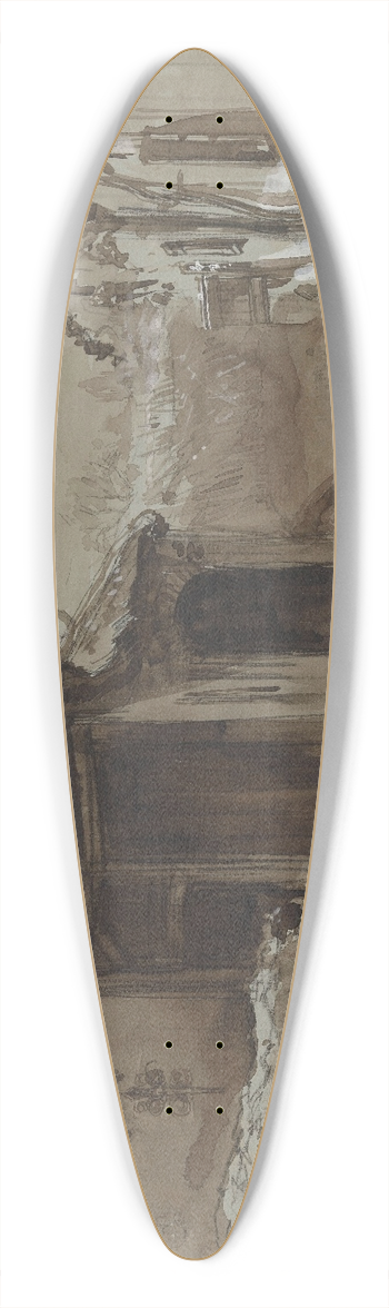 August Alleb - Dorpsgezicht te Dongen 39.3 inch art pintail longboard deck
