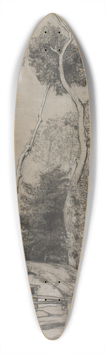 Auguste Louis Lepre - Landscape with Cottages 39.3 inch art pintail longboard deck