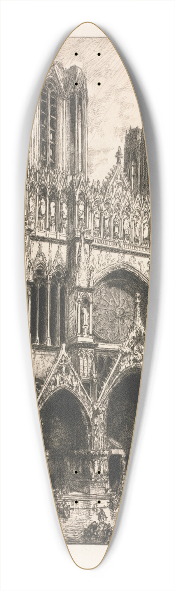 Auguste Louis Lepre - Reims Cathedral 39.3 inch art pintail longboard deck