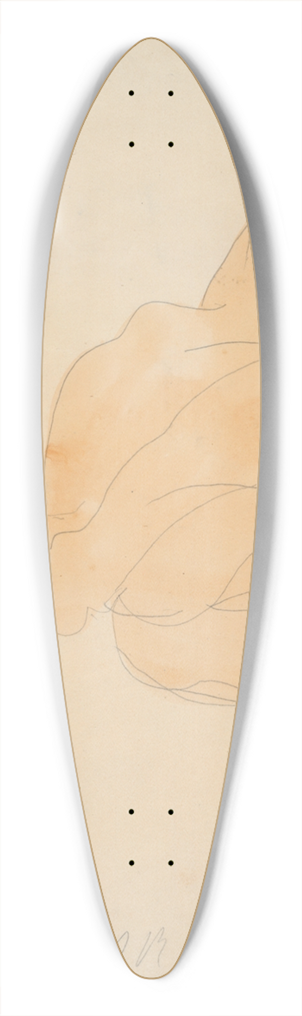 Auguste Rodin - Nude Sitting, KneeRaised 39.3 inch art pintail longboard deck