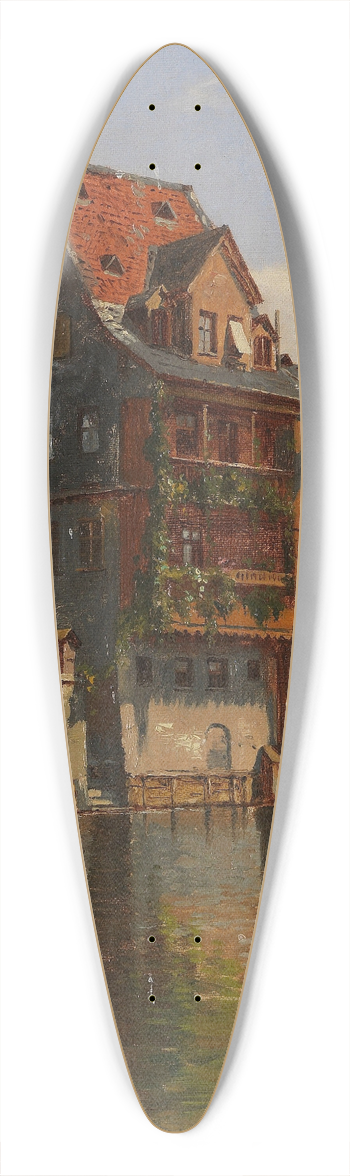 August Fischer - View of Nuremberg 39.3 inch art pintail longboard deck
