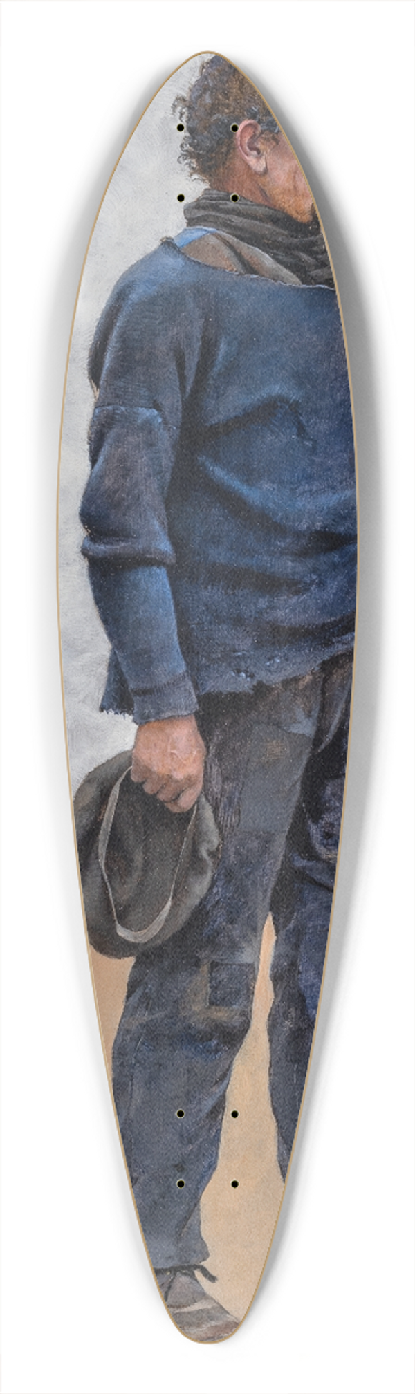 August Hagborg - Man with Cap in Hand 39.3 inch art pintail longboard deck