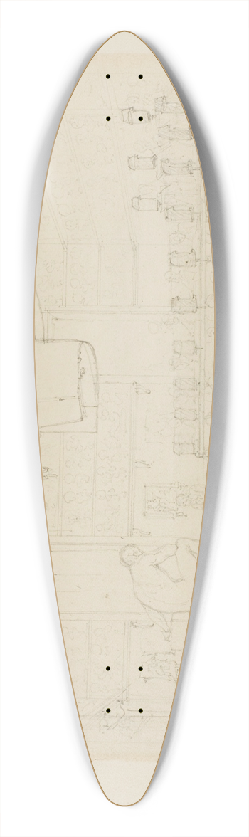 Augustus Charles Pugin - Study for Drawing from Life at the Royal Academy, Somerset House, from Microcosm of London 39.3 inch art pintail longboard deck
