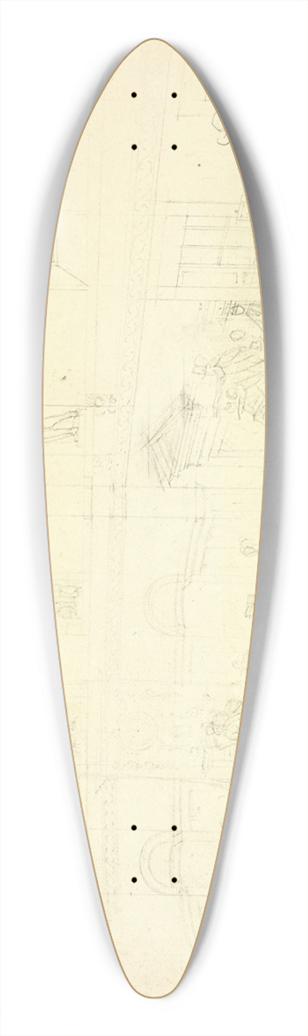 Augustus Charles Pugin - Study for India House, the Sale Room, from Microcosm of London 39.3 inch art pintail longboard deck