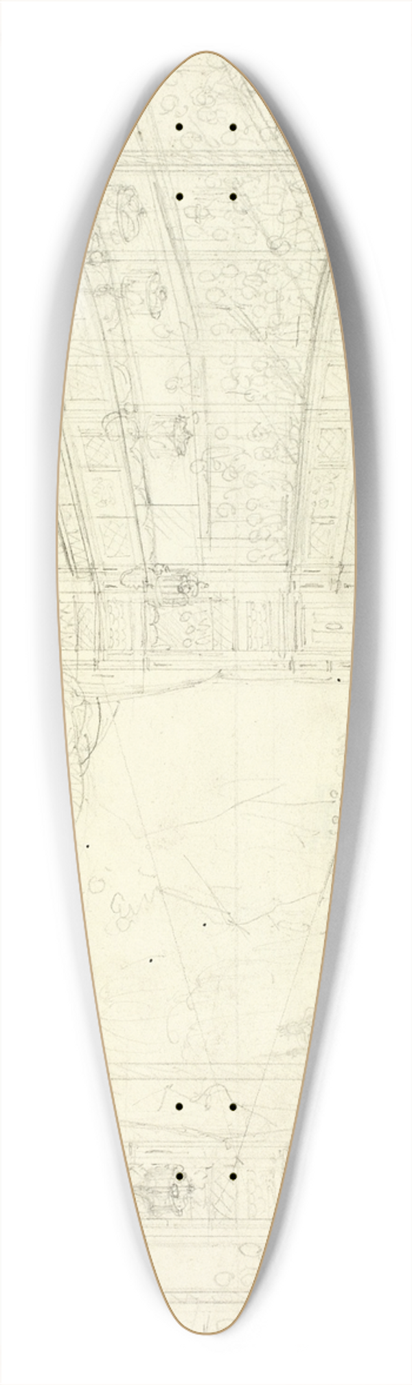 Augustus Charles Pugin - Study for Sadlers Wells Theater 39.3 inch art pintail longboard deck