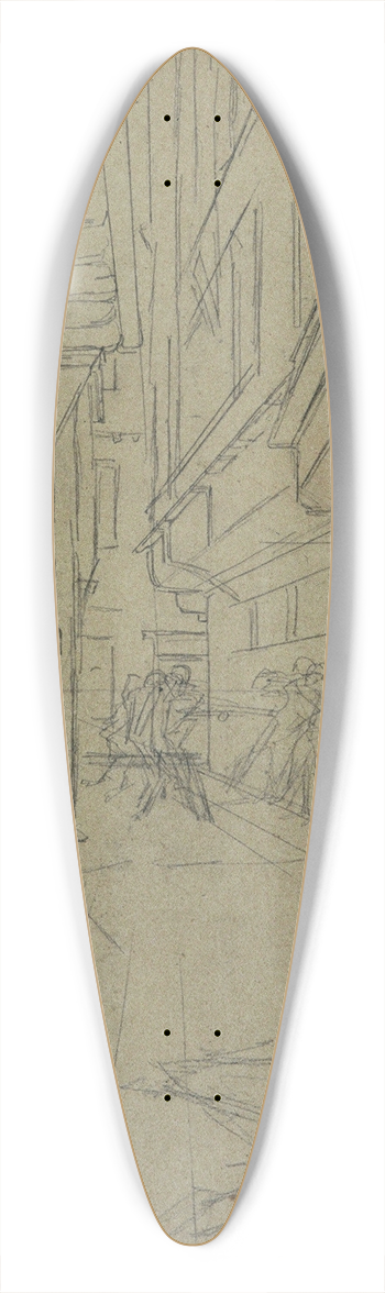 August von Pettenkofen - Perspektivskizze zu Straenkampf in einem venezianischen Gsschen 39.3 inch art pintail longboard deck