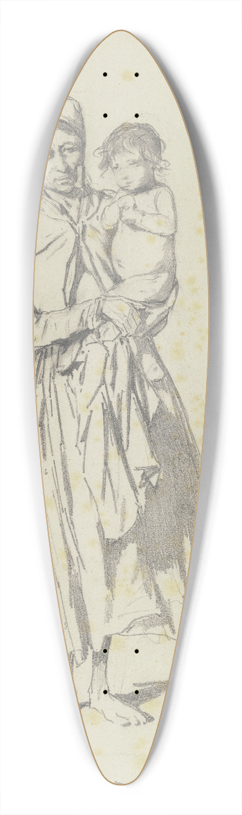 August von Pettenkofen - Stehende Buerin, ein Kind im Arm haltend 39.3 inch art pintail longboard deck