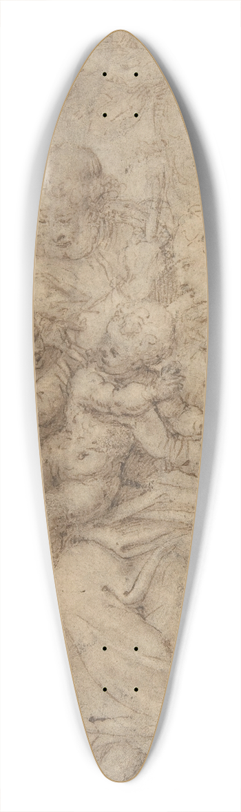 Aurelio Luini - The Holy Family with the Infant Baptist, Saint Elizabeth, and an Attendant Angel 39.3 inch art pintail longboard deck