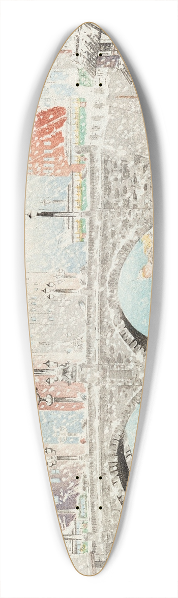 Bannai Kokan - Yuki no nihonbashi (Nihonbashi under snow) 39.3 inch art pintail longboard deck