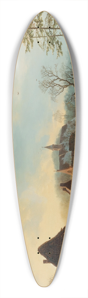 Barend Cornelis Koekkoek - A winters day 39.3 inch art pintail longboard deck