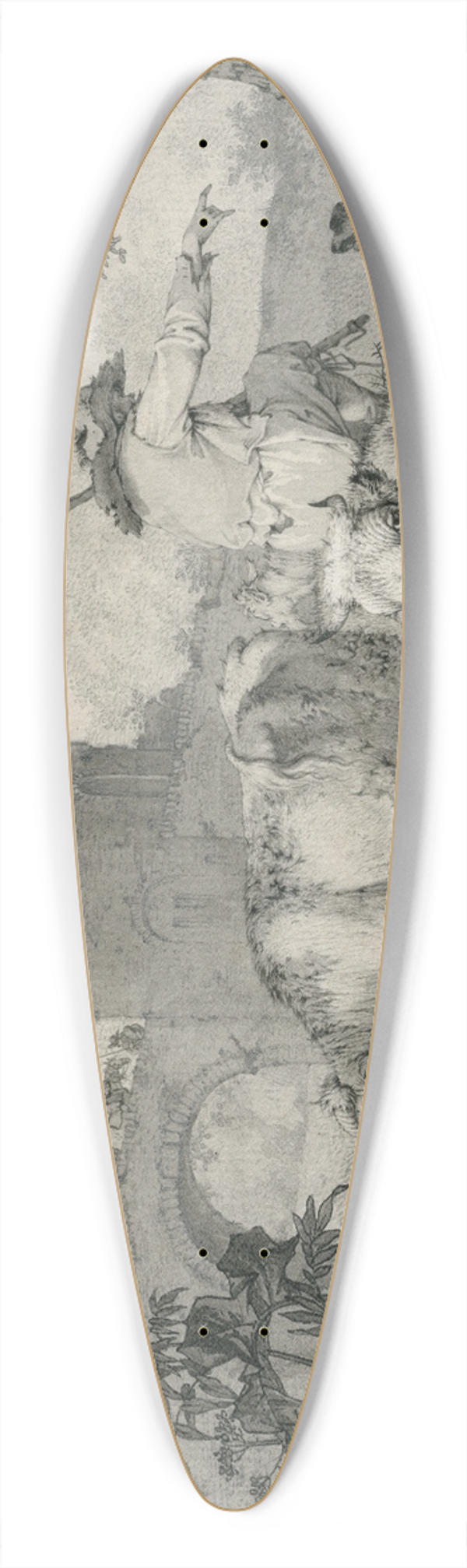 Barend Hendrik Thier - Shepherd with cattle in front of ruins 39.3 inch art pintail longboard deck