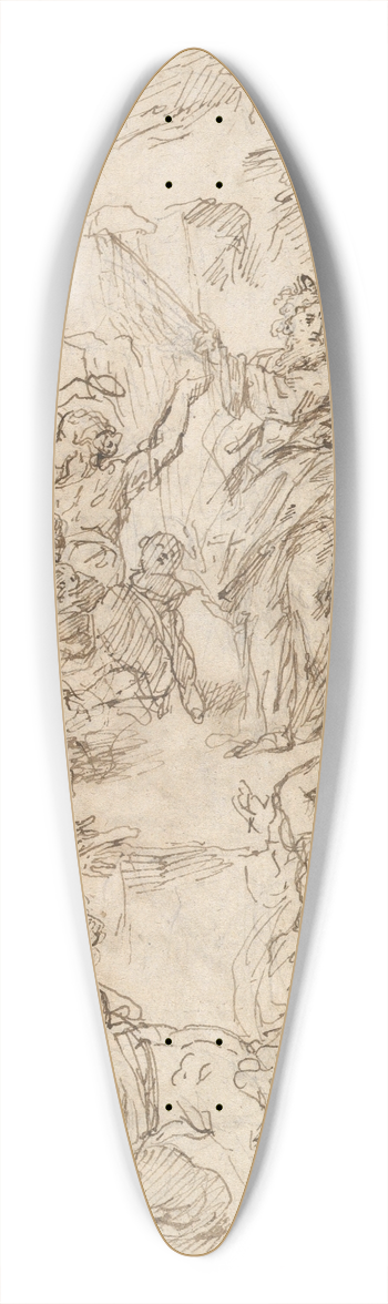 Bartholomaeus Ignaz Weiss - Moses striking water from a rock 39.3 inch art pintail longboard deck