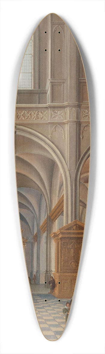 Bartholomeus van Bassen - Interior of a church with elegantly dressed figures, friars and a clergyman 39.3 inch art pintail longboard deck