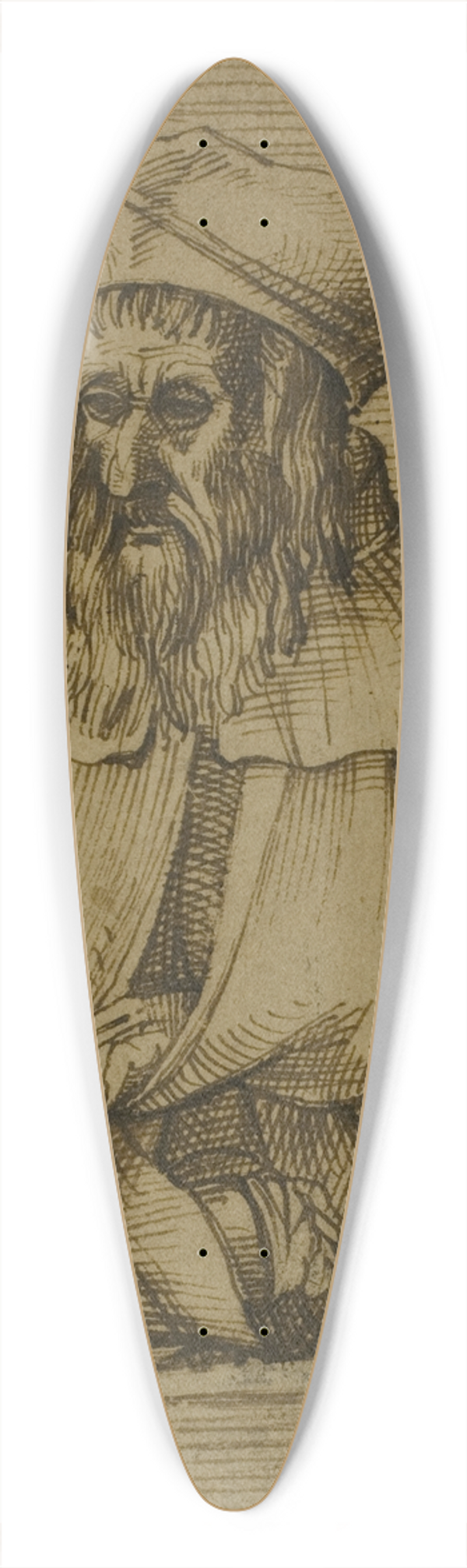 Bartolomeo Passarotti - Half-Length Sketch of a Gentleman Wearing Hat and Cape 39.3 inch art pintail longboard deck
