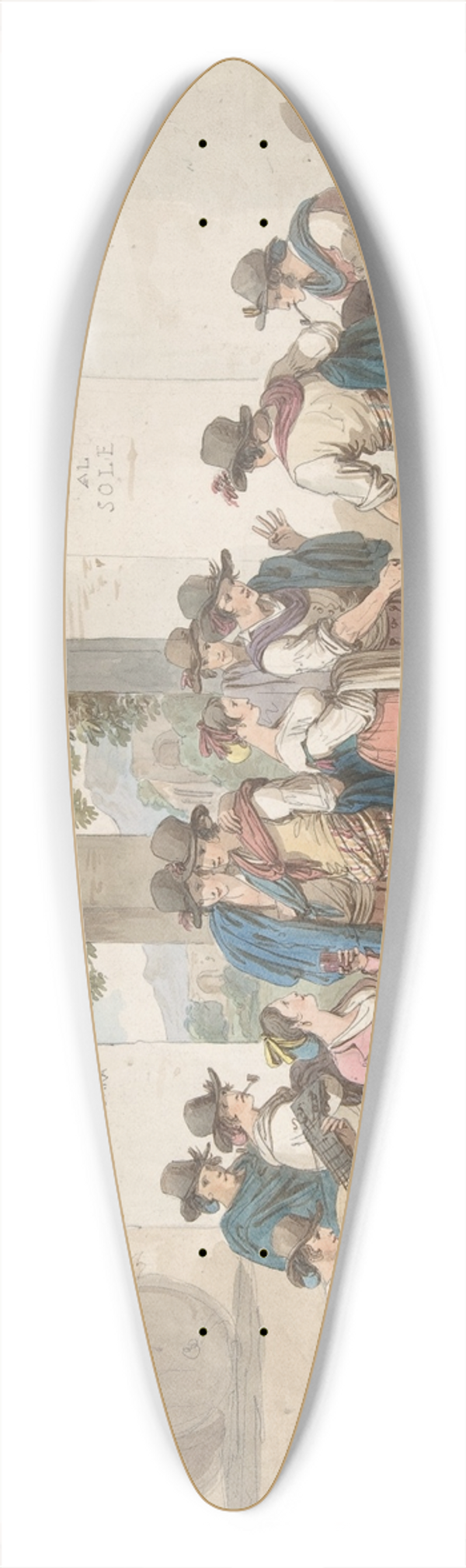 Bartolomeo Pinelli - Interior of a Roman Inn 39.3 inch art pintail longboard deck