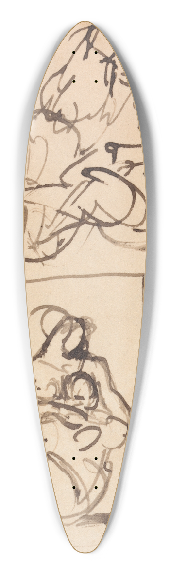Benjamin Robert Haydon - Study for Figures Sitting 39.3 inch art pintail longboard deck
