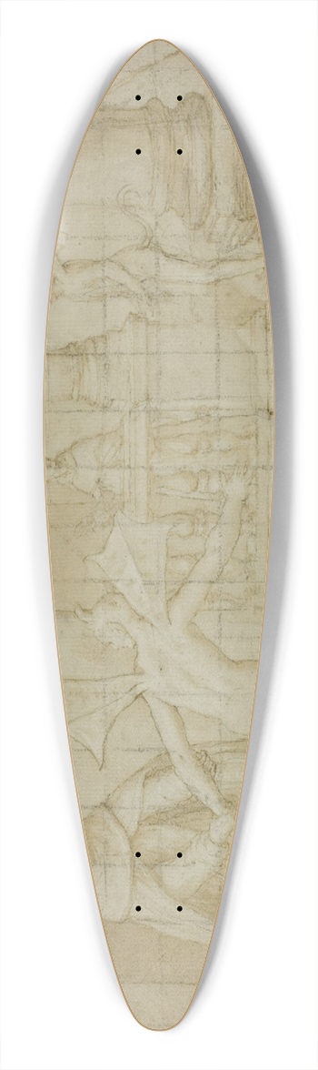 Bernardino Poccetti - Design for a Lunette; Devils and Saint in a Monastery 39.3 inch art pintail longboard deck