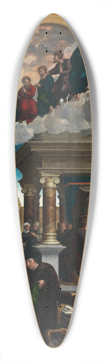 Bernard van Orley - Three Acts of Mercy; Clothing the Naked, Liberating the Imprisoned and Feeding the Hungry 39.3 inch art pintail longboard deck